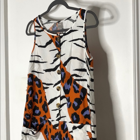 80’s inspired mixed zebra leopard animal print jumpsuit/romper - Picture 2 of 4